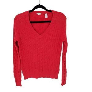 Izod C Flex Women's Sweater Cable Knit V Neck Red Size Small